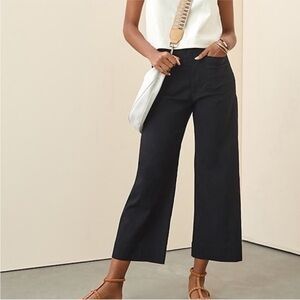 Anthropologie Maeve Colette Wide Leg High Rise Pants Black size 32 Tall